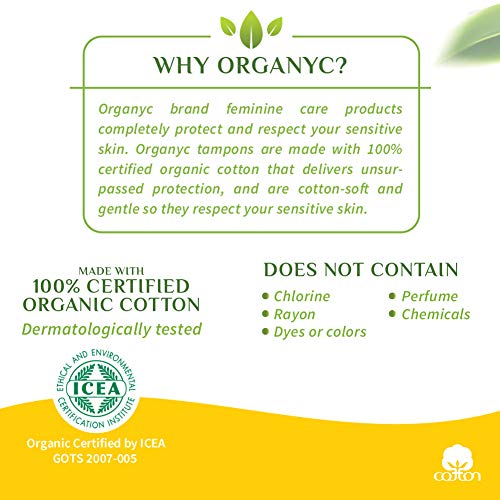 Organyc 100% Certified Organic Cotton Tampons, Plant-Based Eco-Applicator, Regular Flow, 16 Count Organyc Au supplements