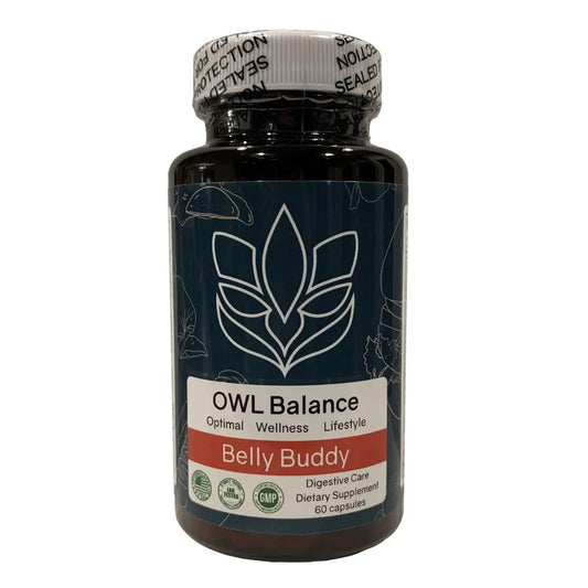 Belly Buddy Advanced Gut Health Support containing a helthy Blend of Probiotics, Prebiotics, and Digestive Enzymes OWL BalanceAu supplements