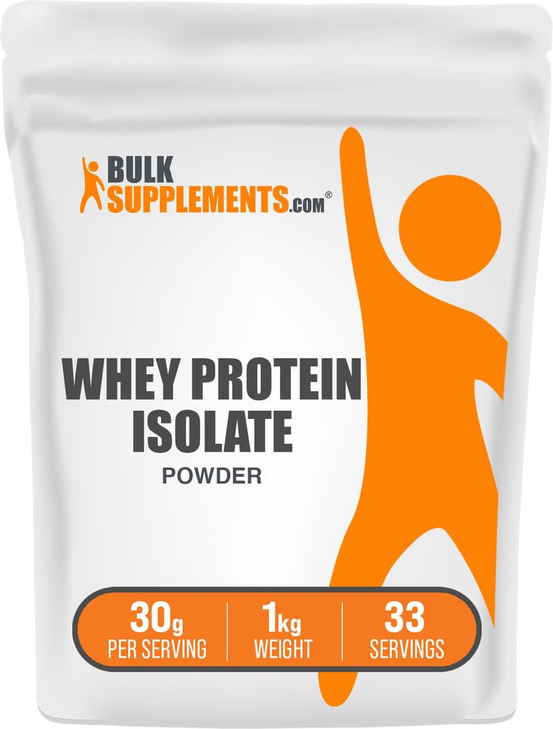 BulkSupplements.com Whey Protein Isolate Powder - Unflavored Whey Protein Powder, Nutritional Supplement - Gluten Free, 30g per Serving, 1kg (2.2 lbs) (Pack of 1) BulkSupplements Au supplements