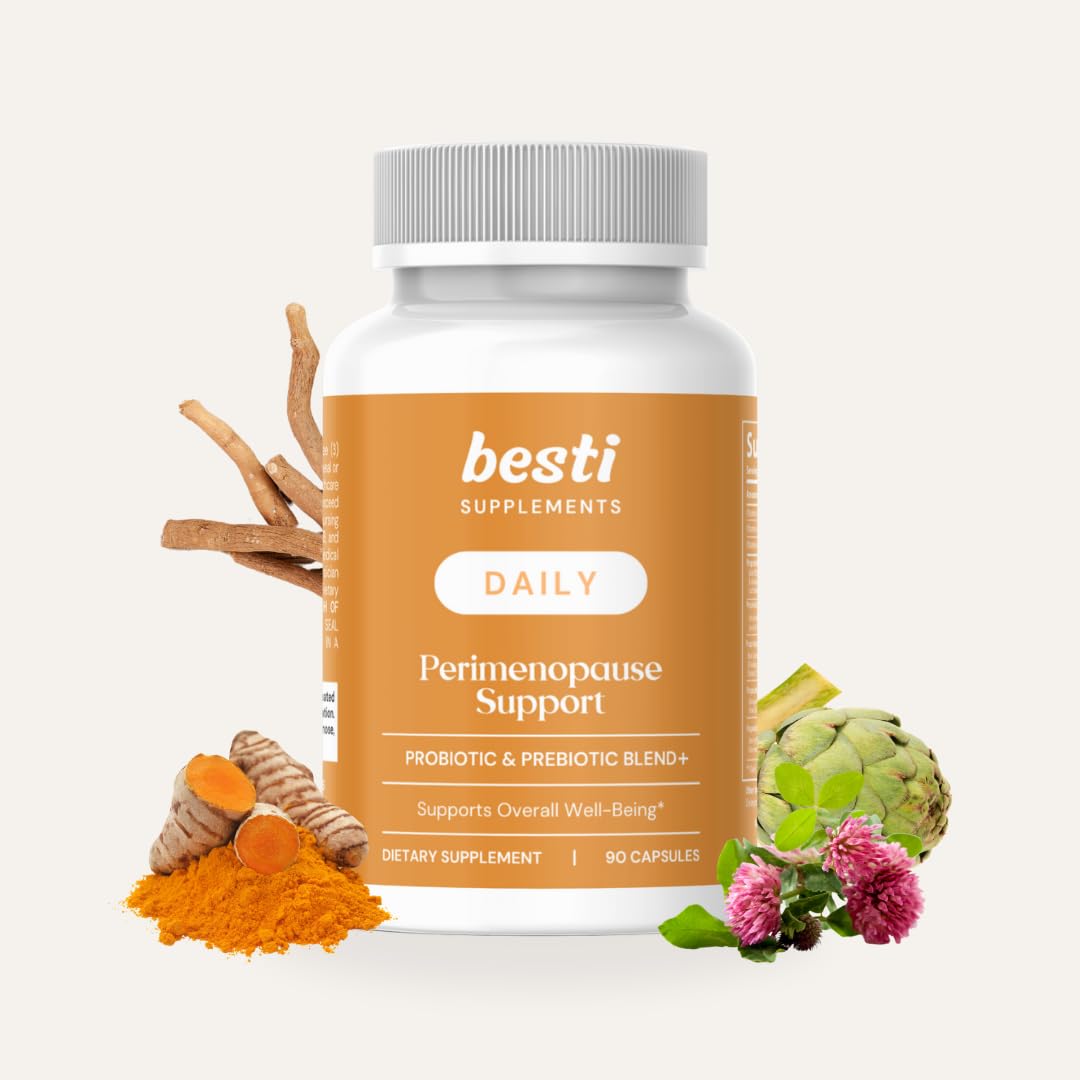 Besti Supplements Daily Perimenopause Support – Probiotic & Prebiotic Blend – Supports Overall Well-Being – 90 Capsules Besti uk supplements