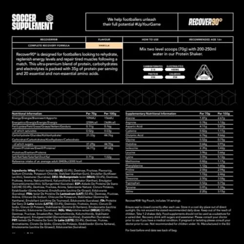 Soccer Supplement - Recover90® Complete Recovery Shake - 31grams of Protein Isolate SOCCER SUPPLEMENTAU supplements