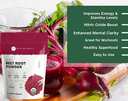 Kate Naturals Beet Root Powder for Baking & Smoothies (8oz) USDA Organic Beetroot Powder Kate NaturalsUS supplements