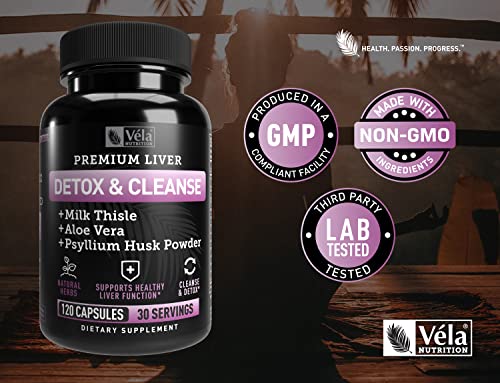 Véla Colon Cleanse & Liver Detox Formula Cleanse - 22 Herbs with Milk Thistle, Turmeric Véla Au supplements