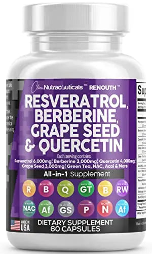 Resveratrol 6000mg Berberine 3000mg Grape Seed Extract 3000mg Clean NutraceuticalsAU supplements