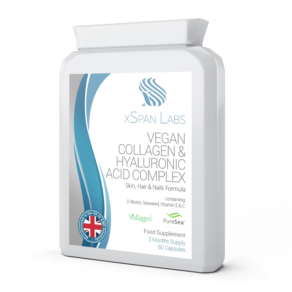 Vegan Collagen & Hyaluronic Acid Complex - 60 Capsules - Effective Skin, Hair & Nails Formula Xspan Labs Au supplements