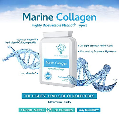 Marine Collagen 600mg 60 Capsules - Highly Bioavailable Naticol® Type 1 swiss bioenergeticsAU supplements