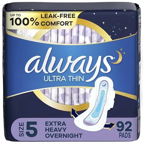 Always Ultra Thin Feminine Pads for Women, Size 5, Extra Heavy, Overnight Absorbency AlwaysAU supplements
