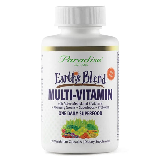 Paradise Herbs Earth's Blend Once Daily Multivitamin with Iron, 48 Organic Superfoods, Probiotics, Antioxidants, Vitamins A, B12, C, D, K2, 60 Capsules Paradise HerbsAU supplements