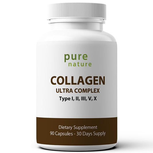 PureNature Collagen Ultra - Collagen Peptides with 5 Types I, II, III, V & X Naturally-Sourced Hydrolyzed Collagen for Hair, Skin, PureNature PlusUS supplements