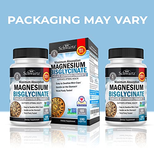 Magnesium Bisglycinate 100% Chelate No-Laxative Effect - Maximum Absorption BioSchwartz Au supplements