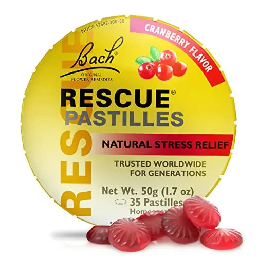 Bach RESCUE PASTILLES, Cranberry Flavor, Natural Stress Relief Lozenges RESCUE uk supplements