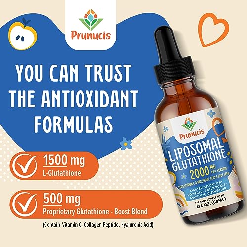 2000MG Liposomal Glutathione Liquid, 98% Absorption, Glutathione Liquid Supplement Prunucis Au supplements