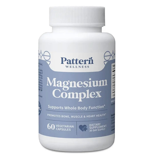 Pattern Wellness Magnesium Complex – Supports Muscle, Bone & Relaxation Health – with Zinc & Vitamin D – Daily Support Formula – 60 Vegan Capsules Pattern WellnessAu supplements