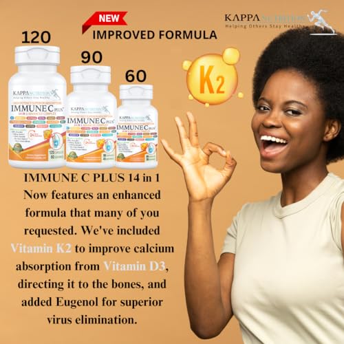 Quercetin 1,000mg, Vitamin C 1,000mg, Zinc 50mg, Vitamin D3 5,000iu, Selenium, Copper, Acerola, Ginger, Rutin, Bitter Orange, Rose Hips, Echinacea, Immune C Plus, 14 in 1 Immune C Plus (90 Count) KAPPA NUTRITION Au supplements