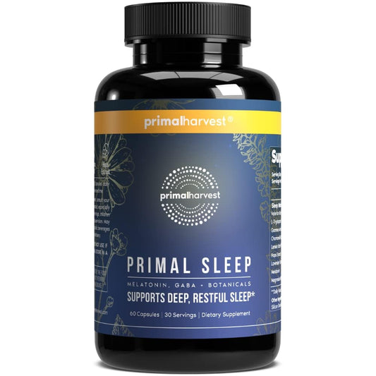 Primal Harvest Primal Sleep Support Supplement for Adults with Melatonin, GABA, Valerian Root, L-Tryptophan, Magnesium Bisglycinate Chelate Primal HarvestUS supplements