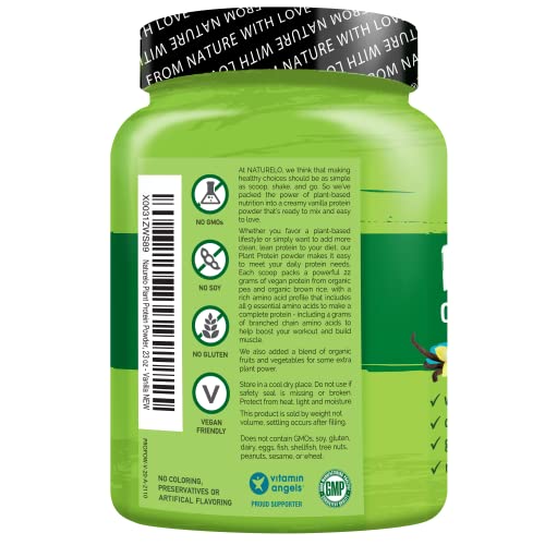 NATURELO Plant Protein Powder, Vanilla, 22g Protein - Non-GMO, 20 Ser NATURELO Au supplements