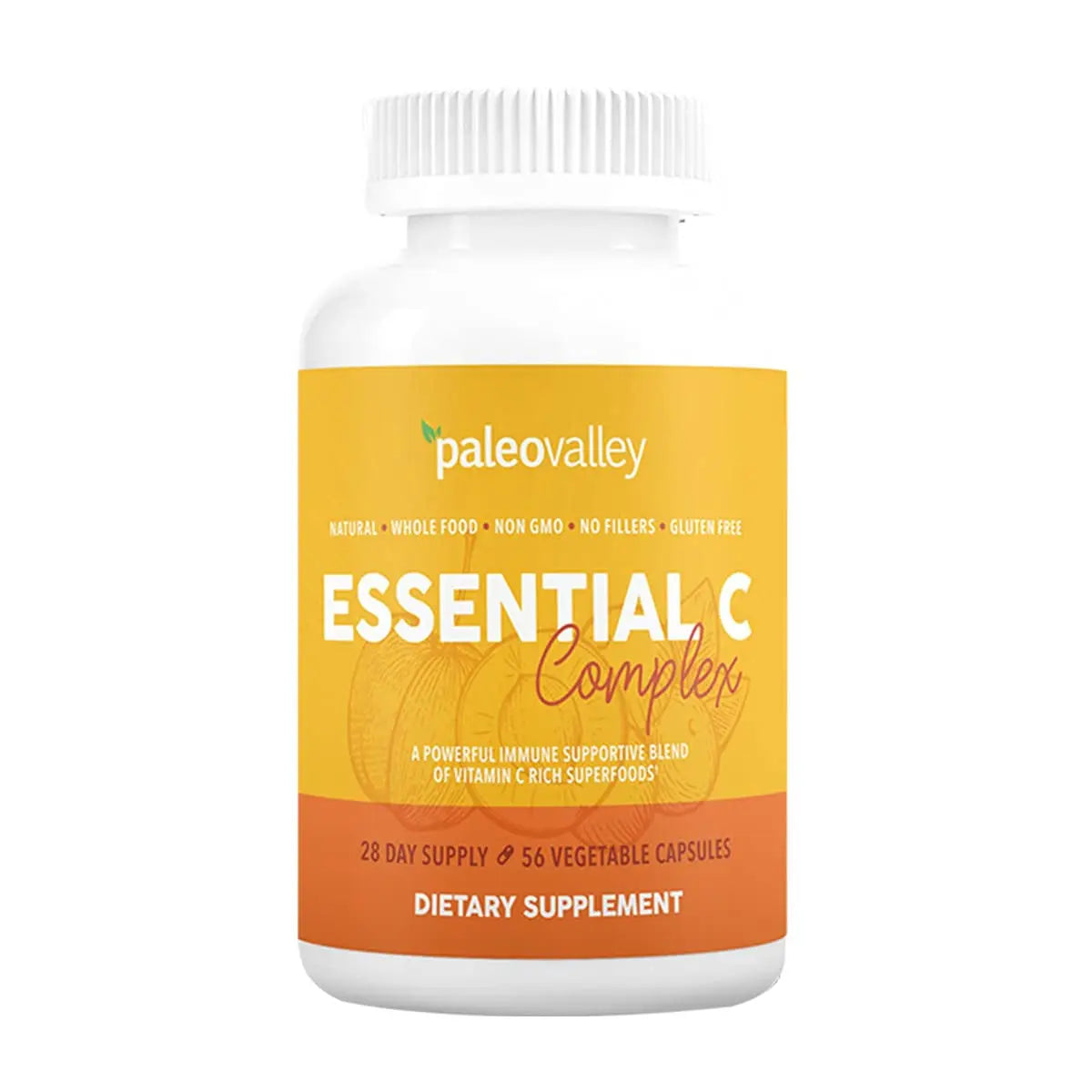 Paleovalley Essential C Complex - Vitamin C Supplement for Immune Support - 1 Pack, 450mg - Organic Superfoods Unripe Acerola Cherry, Camu Camu, Amla Berry - No Synthetic Ascorbic Acid - USA Made Paleovalley Au supplements