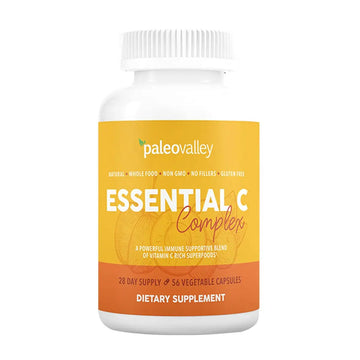 Paleovalley Essential C Complex - Vitamin C Supplement for Immune Support - 1 Pack, 450mg - Organic Superfoods Unripe Acerola Cherry, Camu Camu, Amla Berry - No Synthetic Ascorbic Acid - USA Made Paleovalley Au supplements
