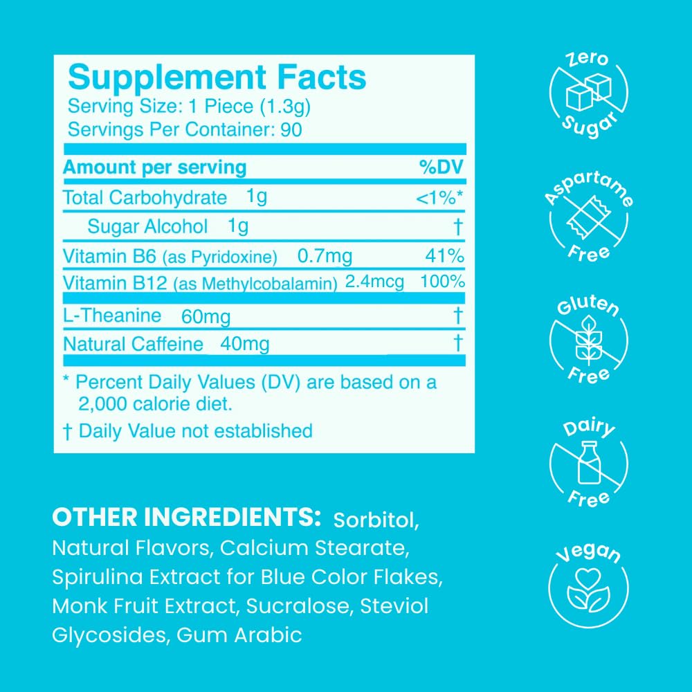 Neuro Energy & Focus Mints - Sugar Free Breath Mints with 40mg Natural Caffeine, B Vitamins & L-Theanine - Vegan Brain Supplement for Exercise, Study & Daily Focus - Peppermint, 90 ct Neuro Au supplements