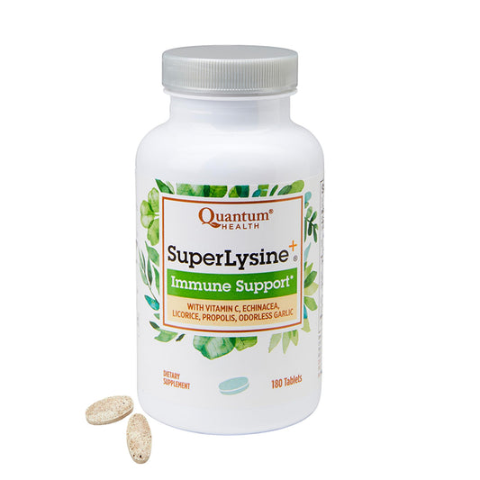 Quantum Health Super Lysine+ / Advanced Formula Lysine+ Immune Support with Vitamin C, Echinacea, Licorice, Propolis, Odorless Garlic QuantumUS supplements