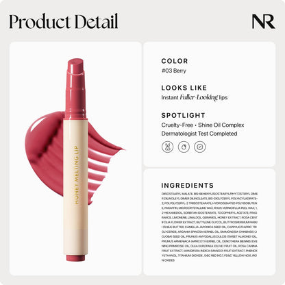 Nature Republic HONEY MELTING LIP (03 BERRY) SOFT LIP STICK, Hydrating Gloss, Moisturizing balms, Sheer tint, Shine & Glowy Finish, korean make up Nature RepublicAu supplements