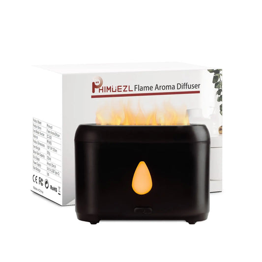 200ml Small Ultrasonic Aroma Diffusers with Flame Light (Black) PhimuezlAU supplements