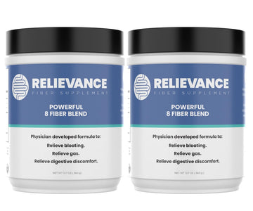 Relievance Fiber Supplement Two-Pack, Clean Formula - Bloating & Gas Relief Fiber Supplement – 8-Fiber Blend for Digestive Health, Doctor Developed,