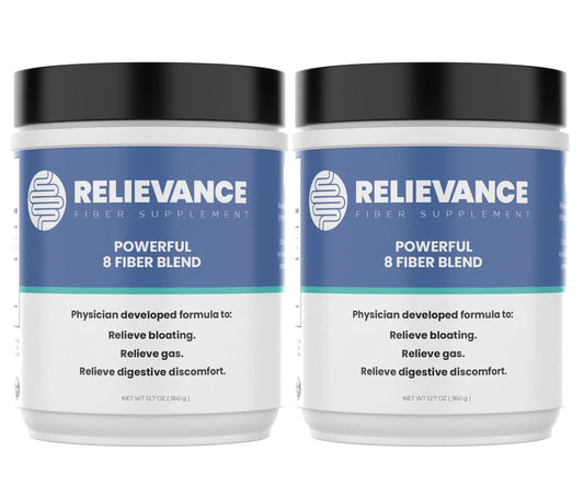Relievance Fiber Supplement Two-Pack, Clean Formula - Bloating & Gas Relief Fiber Supplement – 8-Fiber Blend for Digestive Health, Doctor Developed, RelievanceUS supplements
