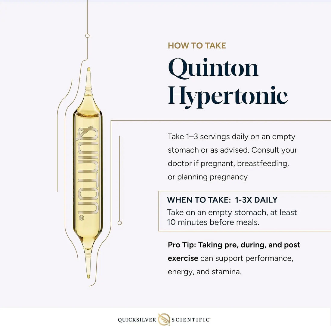 Quicksilver Scientific Original Quinton Hypertonic Solution - Sea Water Hydration - Liquid Minerals with Electrolytes for Muscle Recovery, Stamina+Mineral Replenishment (30 Single Serving Glass Vials) Quicksilver Scientific Au supplements