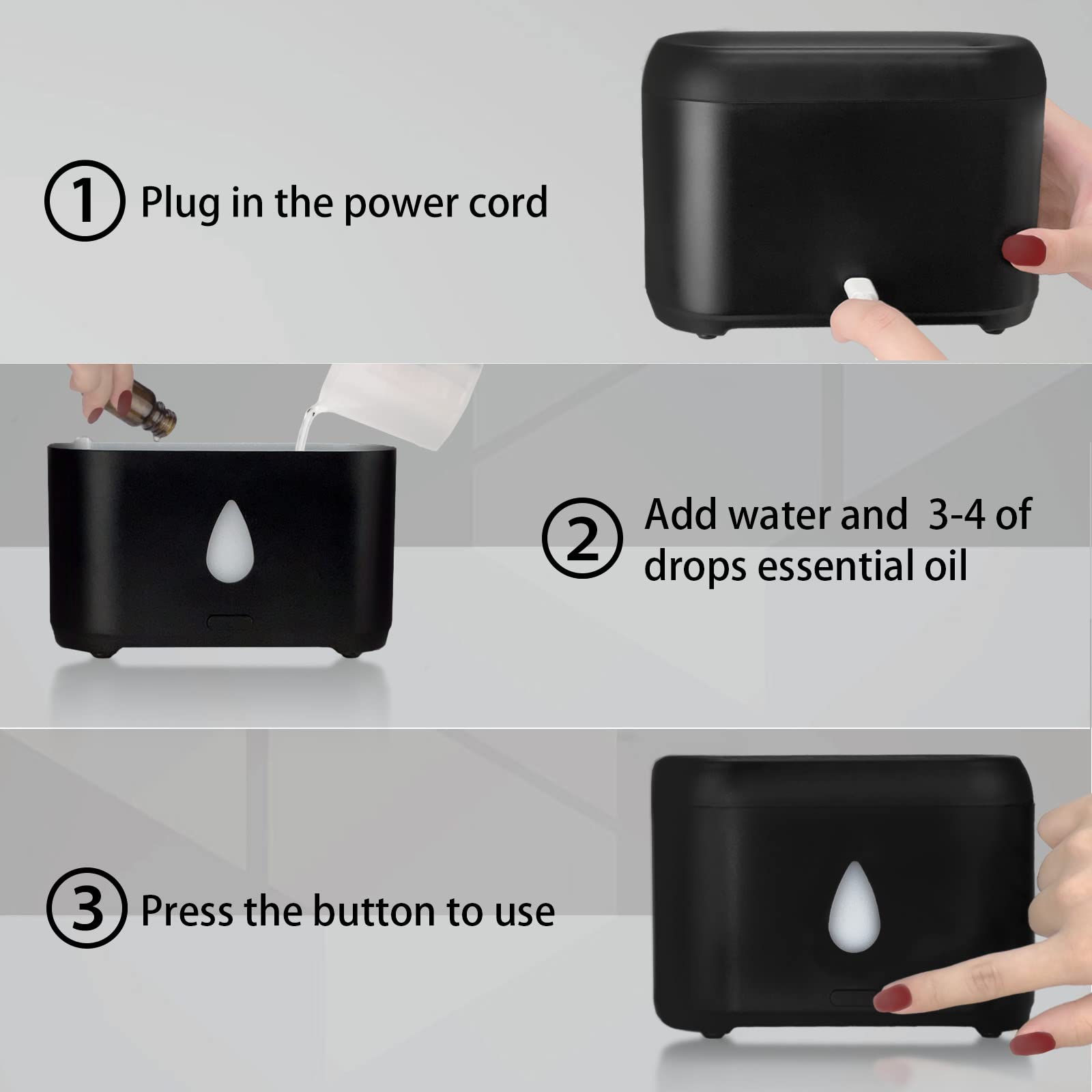 200ml Compact Small Flame Diffuser for Essential Oil (Black) Phimuezl Au supplements