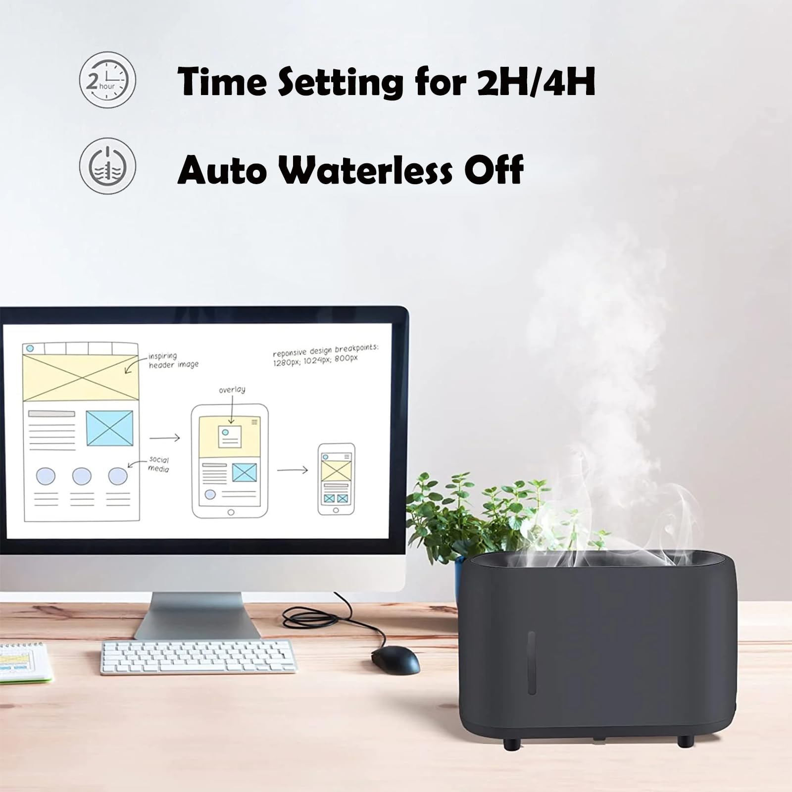 Flame Diffuser Humidifier 240ML for Essential Oils, Smart Timing with 7 Changeable Colors, Dual Mist AOSUMWITHU Au supplements