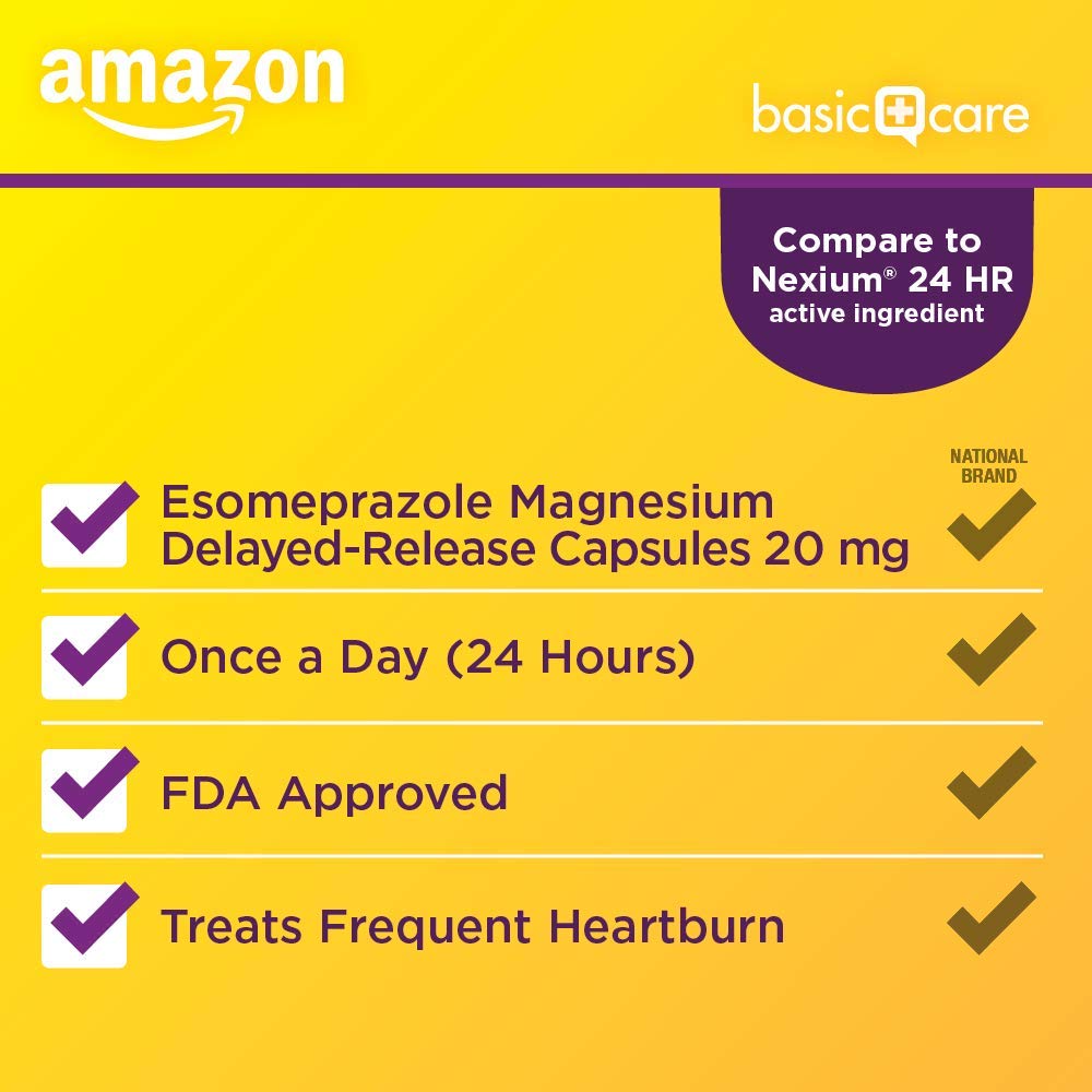 Amazon Basic Care Esomeprazole Magnesium Delayed Release Capsules, 20 mg, Acid Reducer, 42 Count Amazon Basic Care Au supplements
