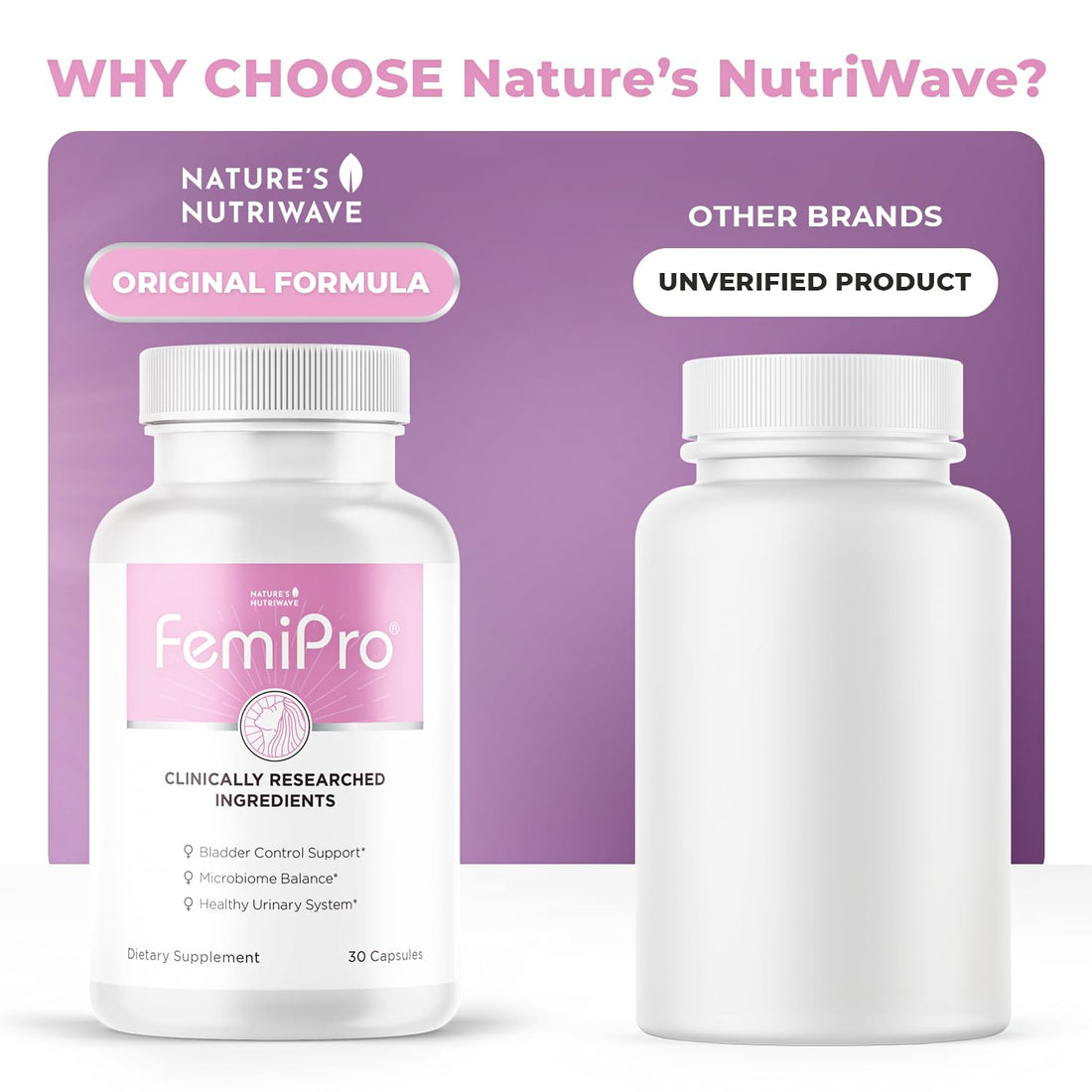 Femipro Bladder Control Supplements for Women & Men, Natural Herb & Probiotic Blend, Supports Urinary Tract Health & Microbiome Balance | Made in USA Non-GMO, 30 Capsules, 1 Month Supply Nature’s NutriWave Au supplements