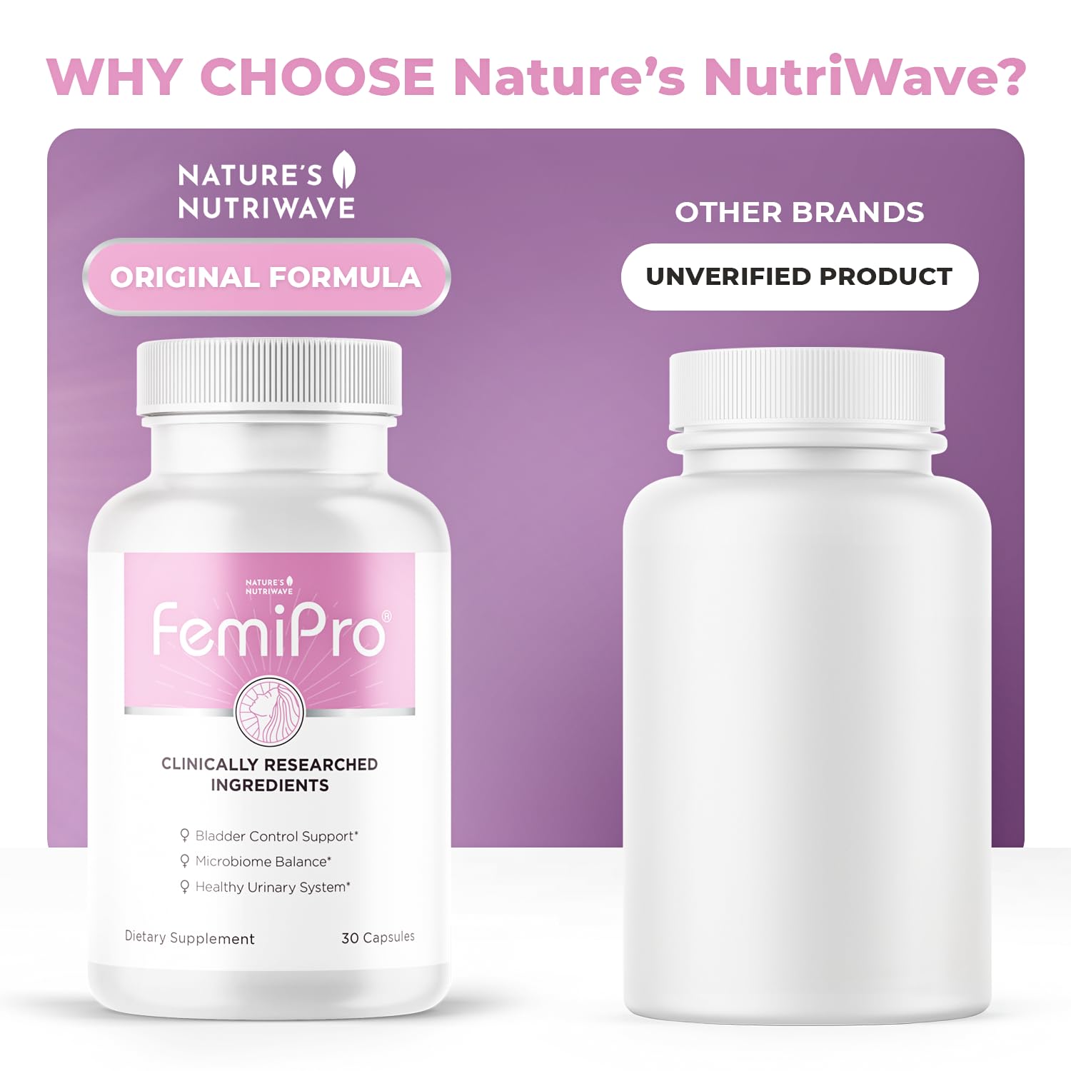 Femipro Bladder Control Supplements for Women & Men, Natural Herb & Probiotic Blend, Supports Urinary Tract Health & Microbiome Balance | Made in USA Non-GMO, 30 Capsules, 1 Month Supply Nature’s NutriWave Au supplements