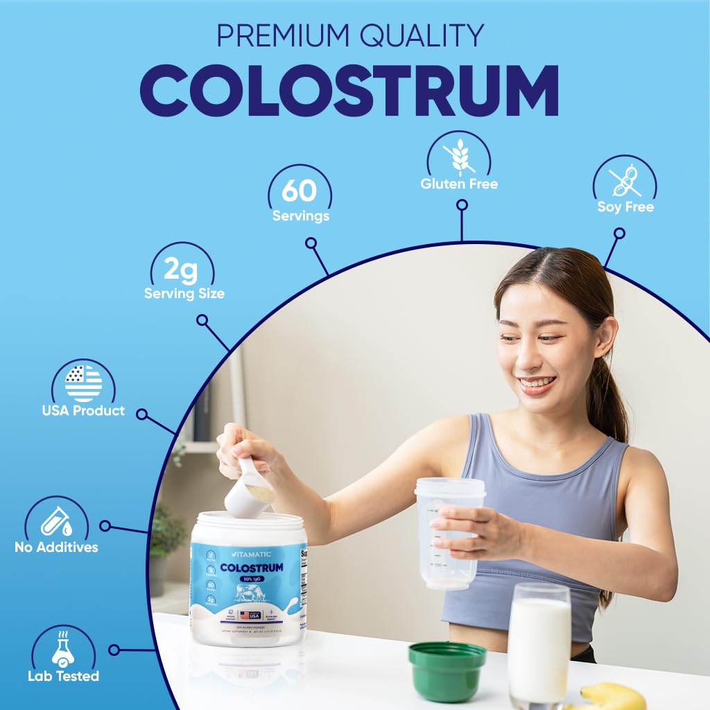 Vitamatic Bovine Colostrum Powder - 50% Highest IgG - Supplement for Gut Health Vitamatic Au supplements