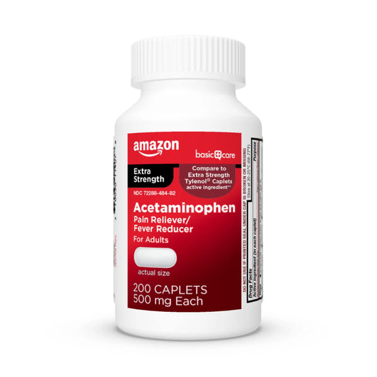 Amazon Basic Care Extra Strength Pain Relief, Acetaminophen Caplets, 500 mg, 200 Ct Amazon Basic CareAU supplements