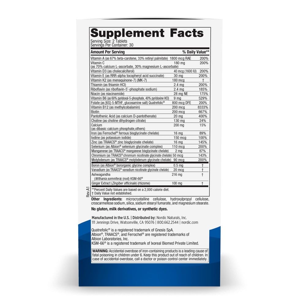 Nordic Naturals Women’s Multivitamin Extra Strength - Skin, Hair, Energy, & Bone Support - Immunity Supplement - 20 Essential Nutrients - 60 Tablets - 30 Servings Nordic Naturals Au supplements