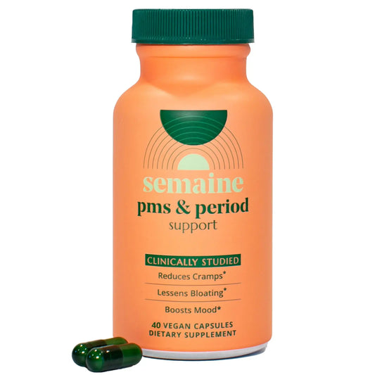 PMS & Period Relief - Menstrual Cramp Relief: No More Period Cramps, Mood Swings, or Bloating. PMS Supplement for Happy Hormones and Period Relief. (40 Count) SemaineAU supplements