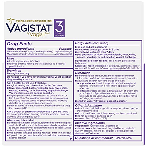 Vagistat 3 Day Yeast Infection Treatment for Women, Relieves External Itching and Irritation Vagisil Au supplements