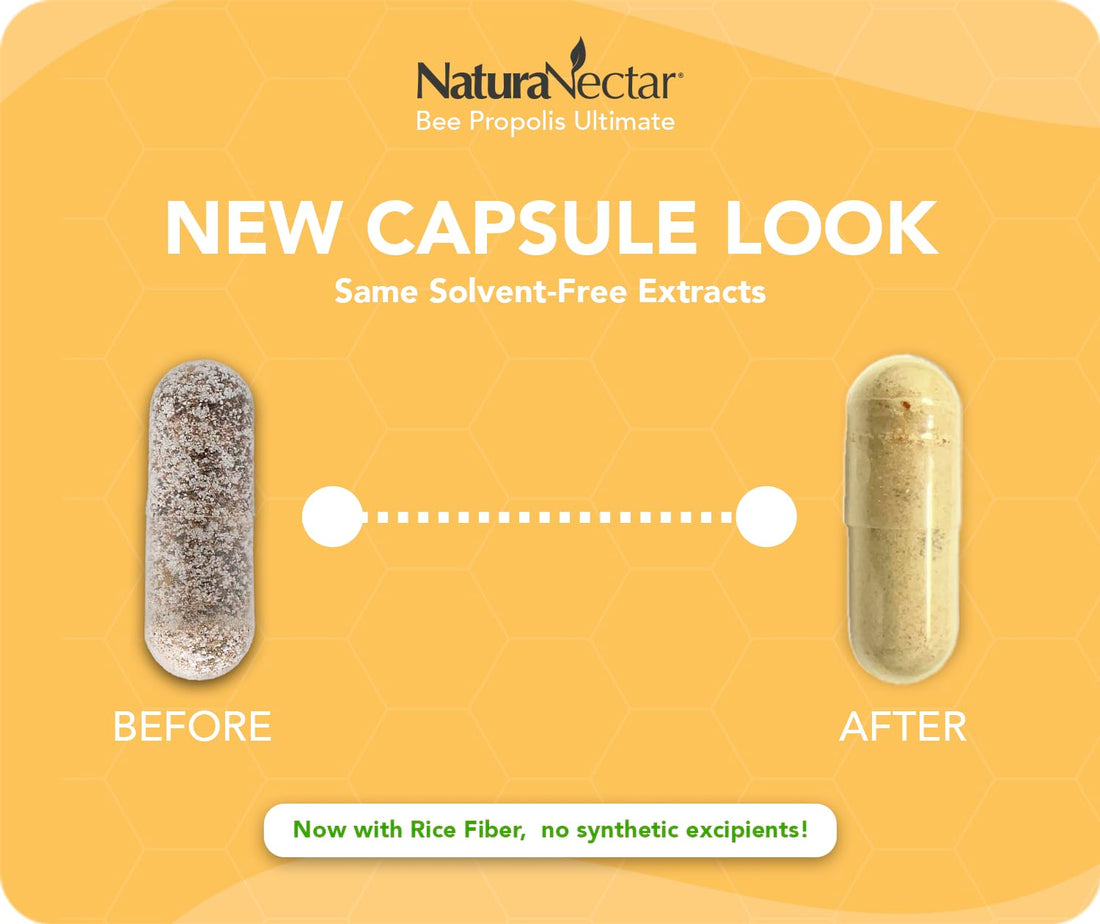 NaturaNectar - Ultimate Bee Propolis Capsules - NSF Contents Certified -Brazilian Red, Brown, & Green - Gluten-Free Supplement with Flavonoids - Naturally Sourced Through Ethical Beekeeping (60pcs.) NaturaNectar Au supplements