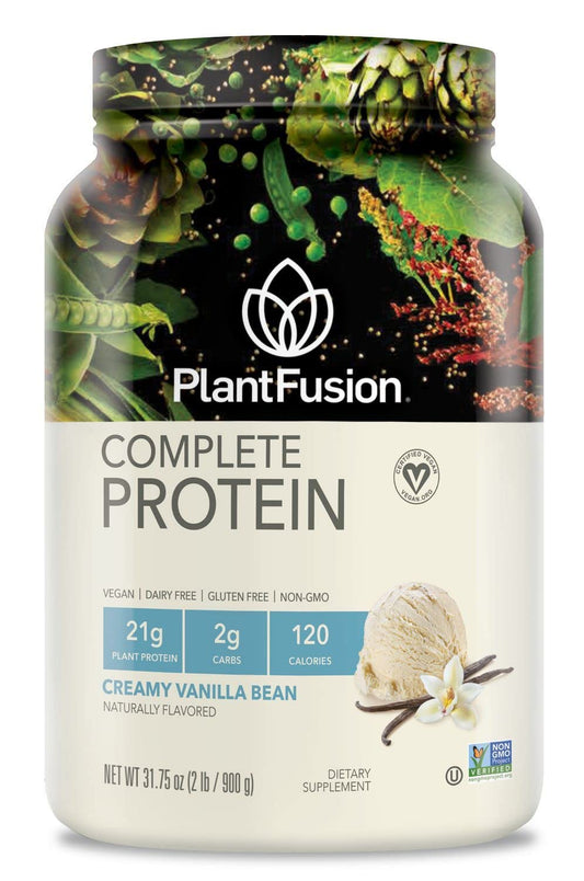 PlantFusion Complete Vegan Protein Powder - Plant Based Protein Powder With BCAAs, Digestive Enzymes and Pea Protein - Keto, Gluten Free, Soy Free, Non-Dairy, No Sugar, Non-GMO - Vanilla Bean 2 lb PlantFusionUS supplements