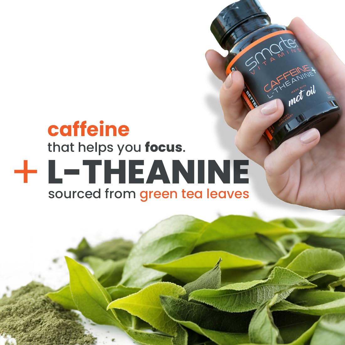 SmarterVitamins 200mg Caffeine Pills - MCT Oil from 100% Coconuts + 100mg L-Theanine, Energy and Focus, Extended Release Capsule, 50 Liquid Softgels SmarterVitamins Au supplements