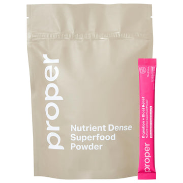 Proper, The Pinks Digestion and Bloat Relief. Drink Mix with Gut Health Probiotics, Prebiotics, Beet Root & Enzymes for Digestive Support. Bloating and Microbiome Supplement for Women and Men Proper Au supplements