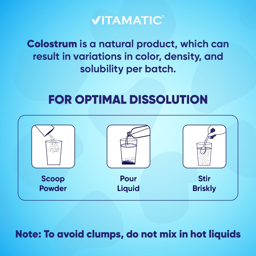 Vitamatic Bovine Colostrum Powder - 50% Highest IgG - Supplement for Gut Health Vitamatic Au supplements