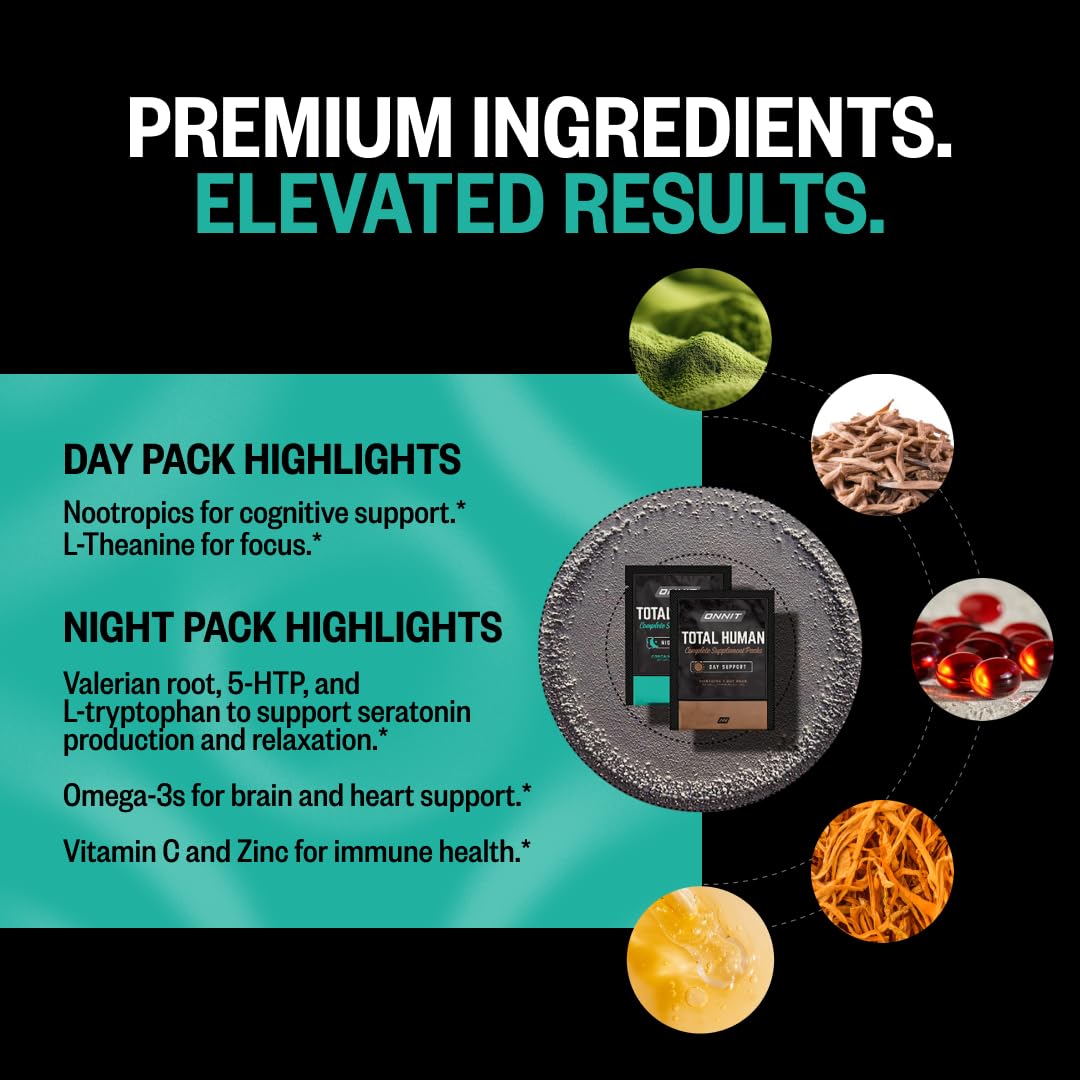 ONNIT Total Human Adult Multivitamin Comprehensive Capsule Packs with Day and Night Support, Daily Vitamin Packs for Men and Women, Dietary Supplement Capsules, 30-Day Supply, 60 Packs ONNIT Au supplements