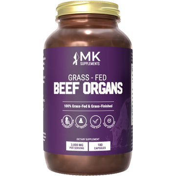MK Supplements Grass-Fed Beef Organs Capsules | 5 Organs in Nature-Identical Ratios | B12, Copper & Heme Iron | Regeneratively Raised | 150 Capsules MK Supplements Au supplements
