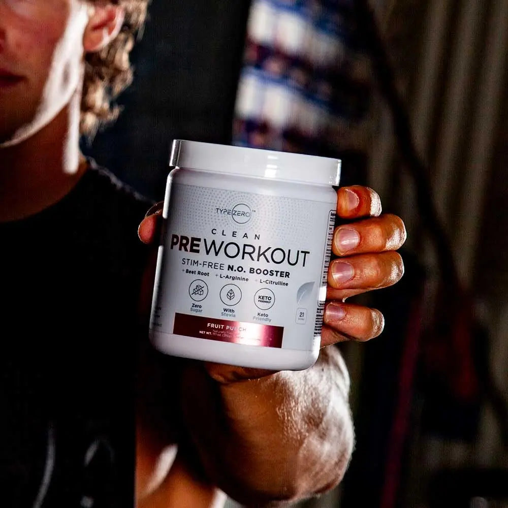 Ultra Clean Stim Free Pump Pre Workout + Nitric Oxide Booster (Fruit Punch) Beetroot, 7G Arginine Citrulline Malate, Betaine, Beta A, ACV+ - Sugar/Caffeine Free Natural Non Stim Preworkout Men & Women Type Zero Au supplements