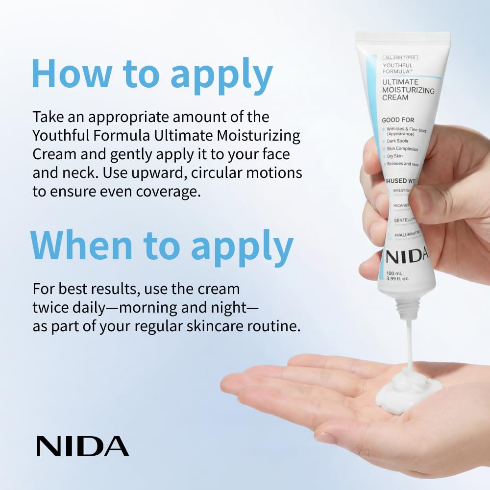NIDA Youthful Formula™ Ultimate Moisturizing Cream | Centella Asiatica, Niacinamide, Hyaluronic Acid, Collagen | Wrinkles, Fine Lines NIDAUS supplements