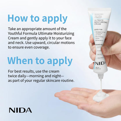 NIDA Youthful Formula™ Ultimate Moisturizing Cream | Centella Asiatica, Niacinamide, Hyaluronic Acid, Collagen | Wrinkles, Fine Lines NIDAUS supplements