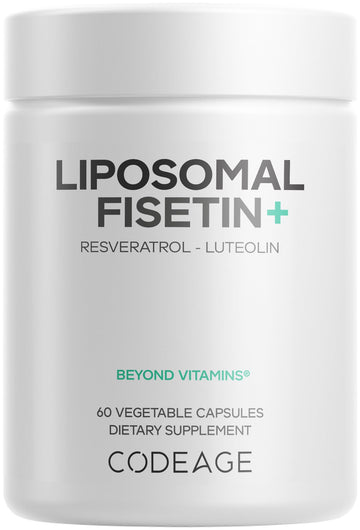 Codeage Liposomal Fisetin Supplement - Fisetin 500 mg - Resveratrol from Japanese Knotweed Extract Polyphenol, Luteolin Sophora Japonica Flavonoid, Liposomal Delivery - Vegan, Non-GMO - 60 Capsules Codeage Au supplements